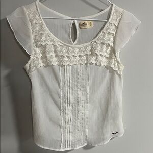 Hollister Cream Lace Accent Blouse